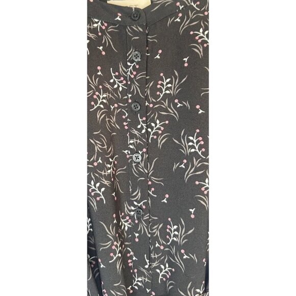 Loft Women’s Gray Print Long Roll Tab Sleeve Belted Shirt Dress Sz M NEW - Picture 2 of 10